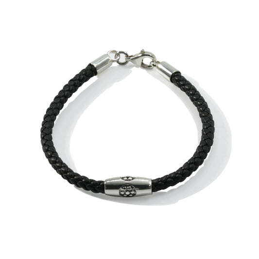 BRACELET LEATHER ID BEAD FLOWER