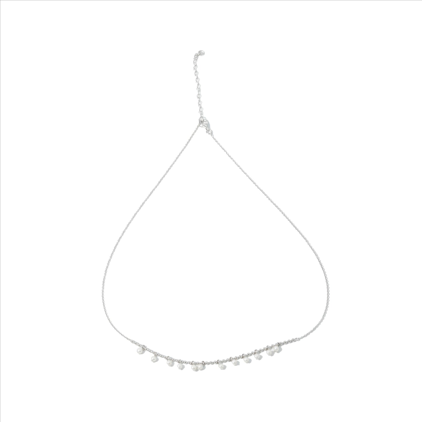 NECKLACE BEAD PEARL WITH RHODIUM PLATED