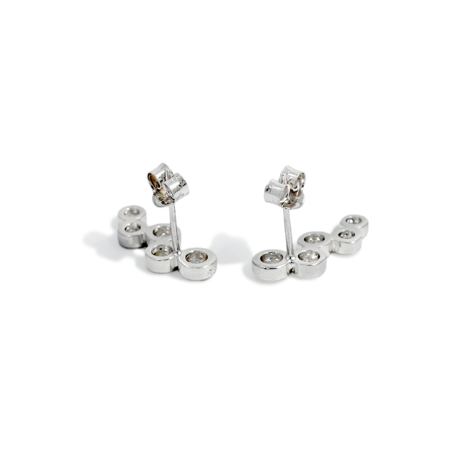 EARRING FIVE ROUNDS LINEAR RHODIUM PLATED
