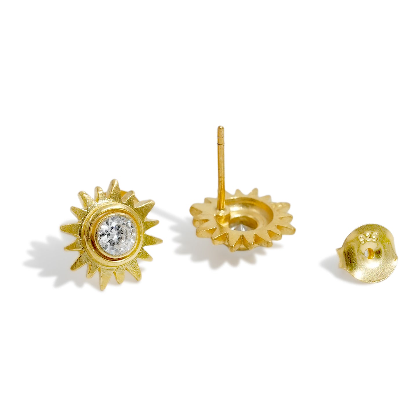 EARRING FLOWER SUN 18K GOLD PLATED WITH ZIRCONIA STONE