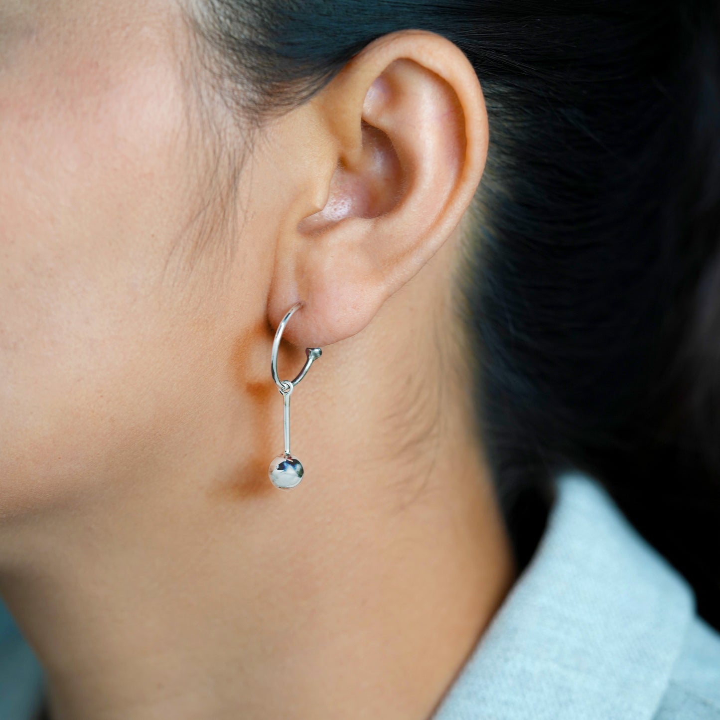 EARRING HOOP TUBE BALL 011-34594