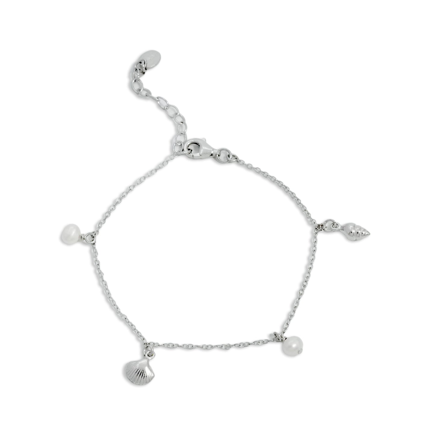 BRACELET CHARM SHEEL PEARL WITH RHODIUM PLATED