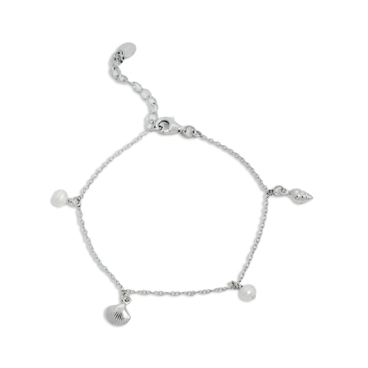 BRACELET CHARM SHEEL PEARL WITH RHODIUM PLATED