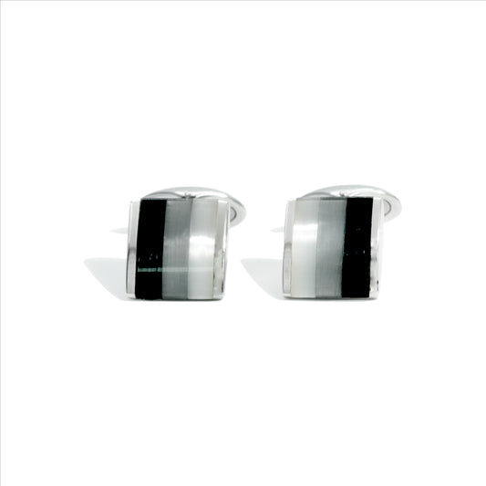 CUFFLINK GRADATION 15TH ANNIVERSARY RODHIUM PLATED