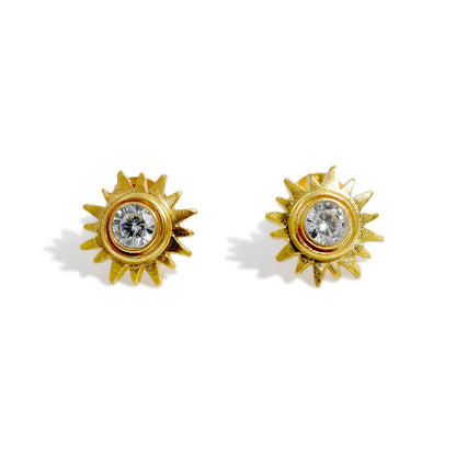 EARRING FLOWER SUN 18K GOLD PLATED WITH ZIRCONIA STONE