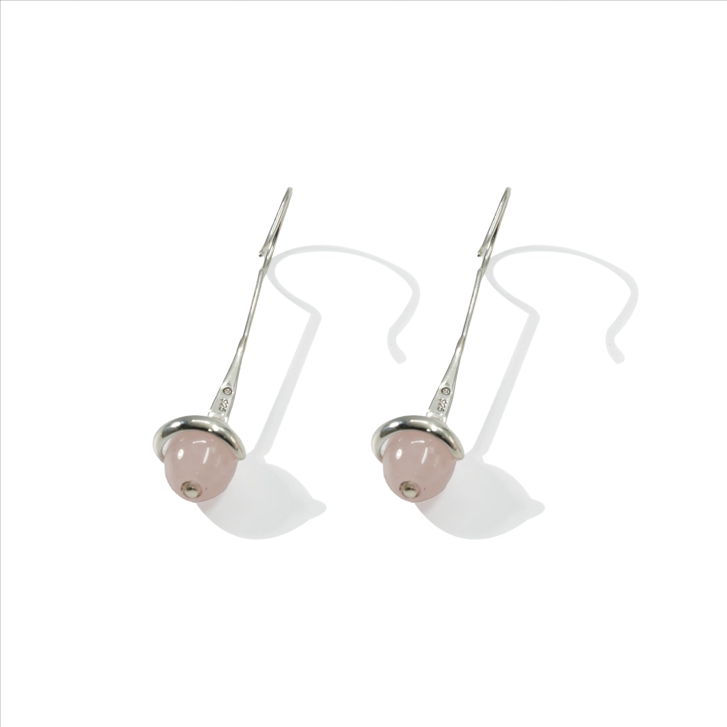 EARRING LONG WRAP ROSE QUARTZ