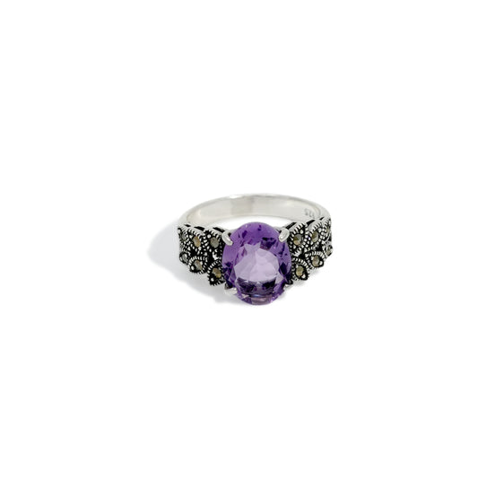 RING LEAF WITH AMETHYST