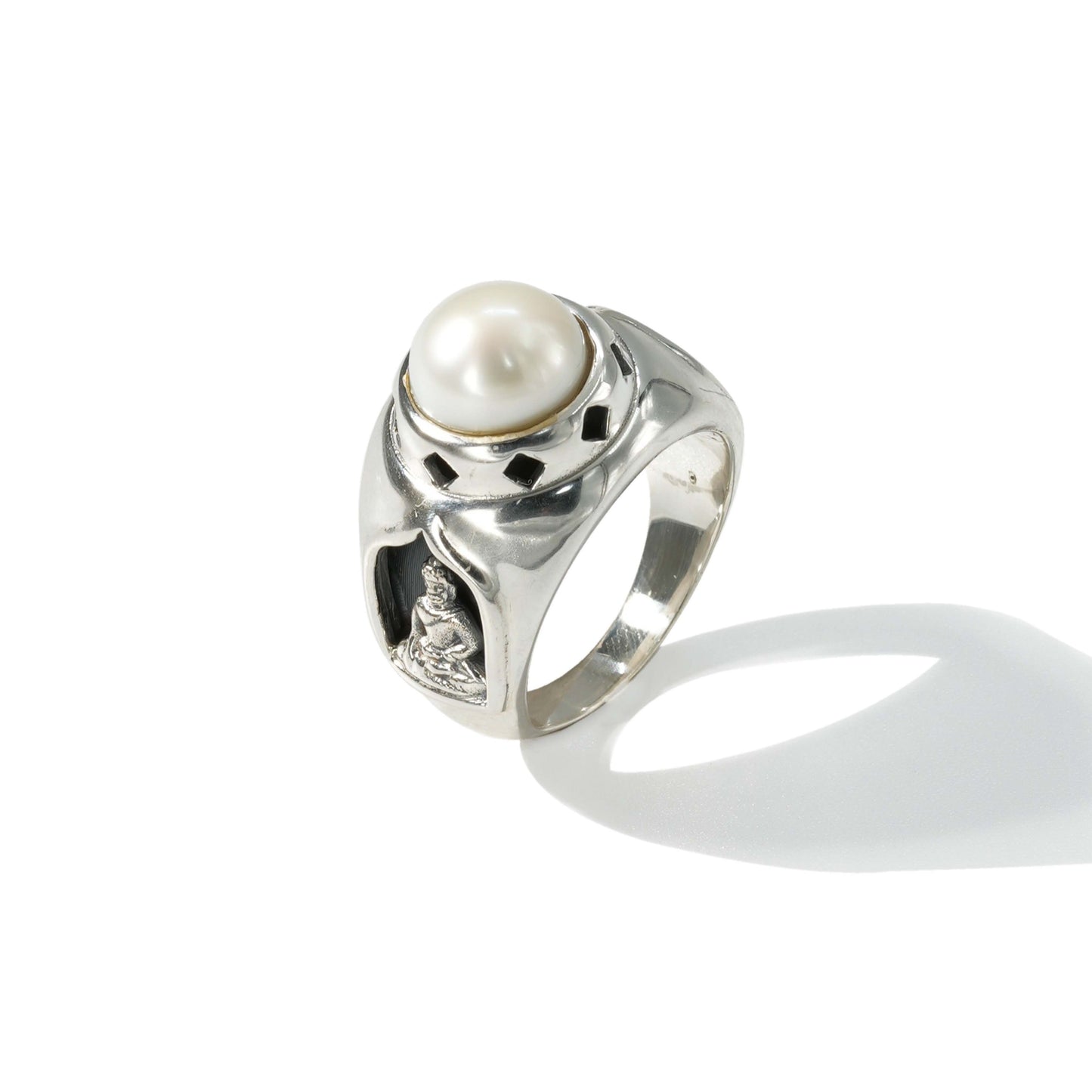 RING DOME STUPA BOROBUDDHA FRESH WATER PEARL