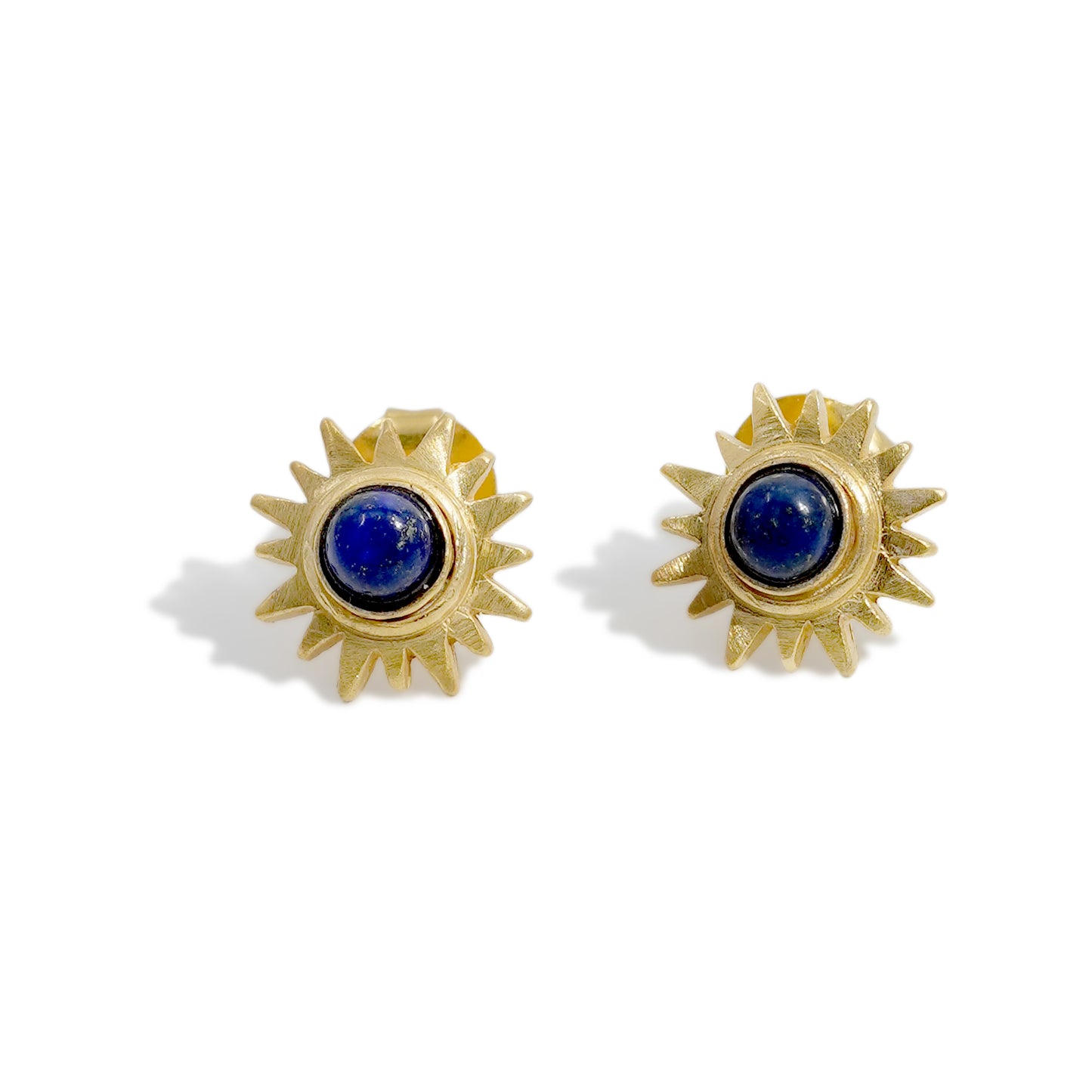 EARRING FLOWER SUN 18K GOLD PLATED LAPIS LAZULI