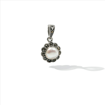 PENDANT FLOWER MARCASITE WITH PEARL