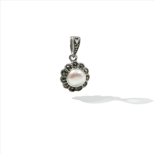 PENDANT FLOWER MARCASITE WITH PEARL
