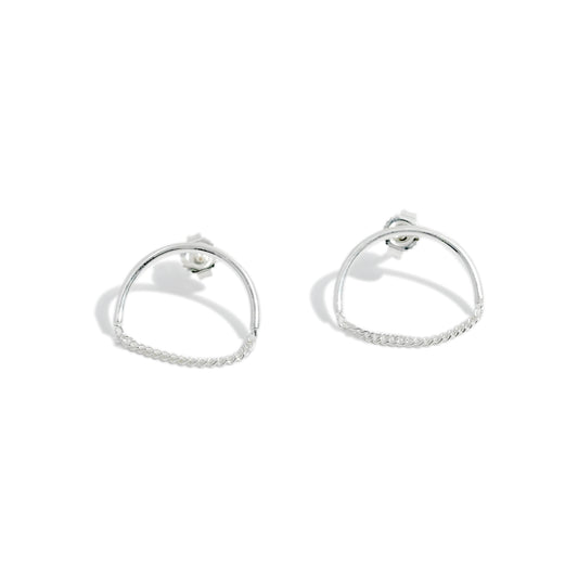 EARRING ROUND HALF CHAIN