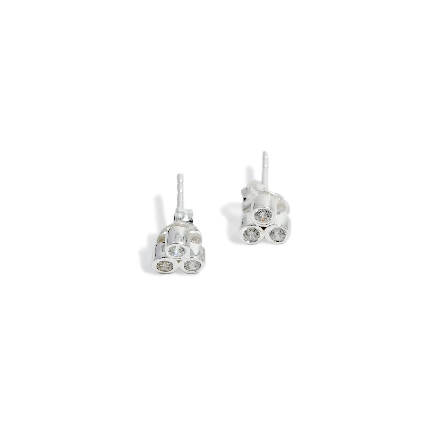 EARRING THREE ROUND ZIRCONIA