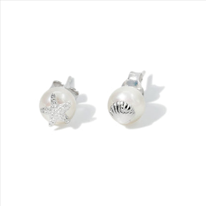 EARRING MIS MATCHED NAUTICA WITH RHODIUM PLATED