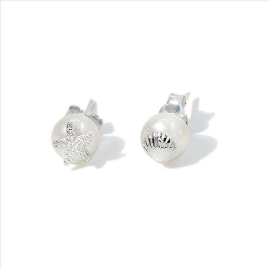 EARRING MIS MATCHED NAUTICA WITH RHODIUM PLATED