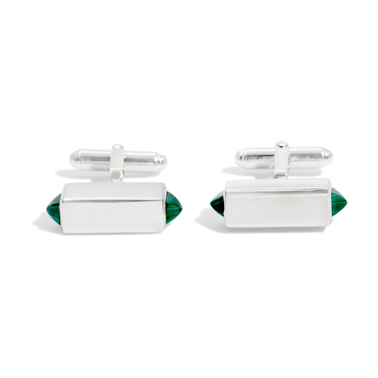 CUFFLINK BLOCK 15TH ANNIVERSARY RODHIUM PLATED
