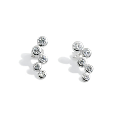 EARRING FIVE ROUNDS LINEAR RHODIUM PLATED
