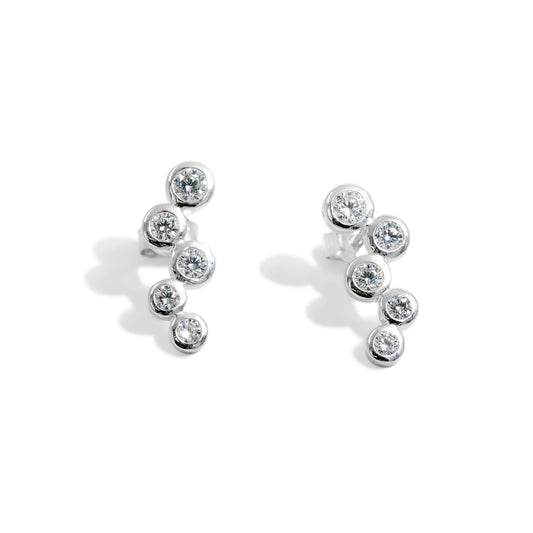 EARRING FIVE ROUNDS LINEAR RHODIUM PLATED