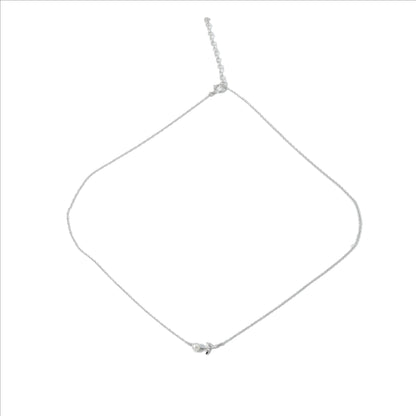 NECKLACE LEAF PEARL WITH RHODIUM PLATED