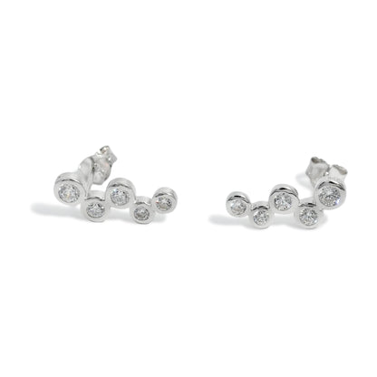 EARRING FIVE ROUNDS LINEAR RHODIUM PLATED