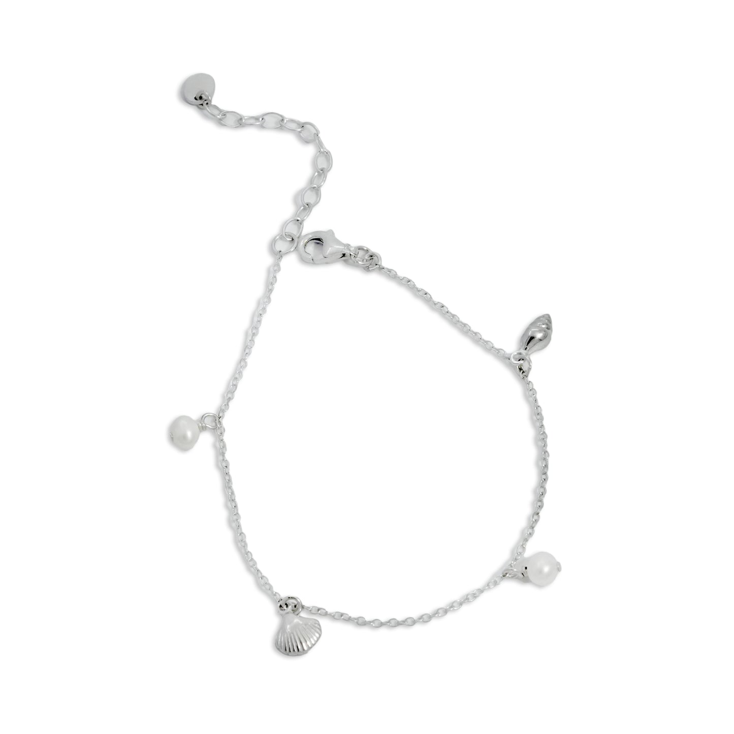 BRACELET CHARM SHEEL PEARL WITH RHODIUM PLATED