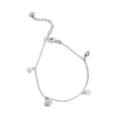 BRACELET CHARM SHEEL PEARL WITH RHODIUM PLATED