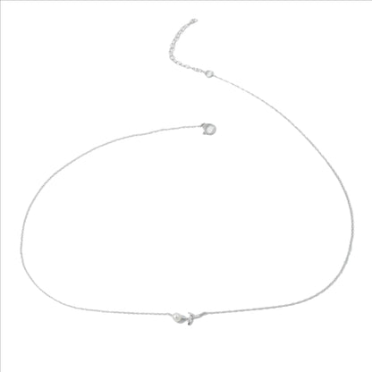 NECKLACE LEAF PEARL WITH RHODIUM PLATED