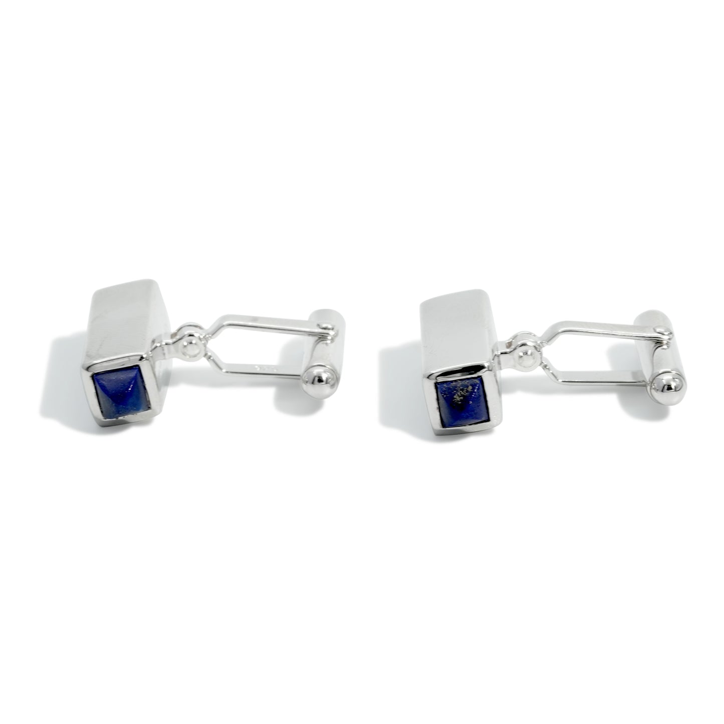 CUFFLINK BLOCK 15TH ANNIVERSARY RODHIUM PLATED LAPIS LAPIZ