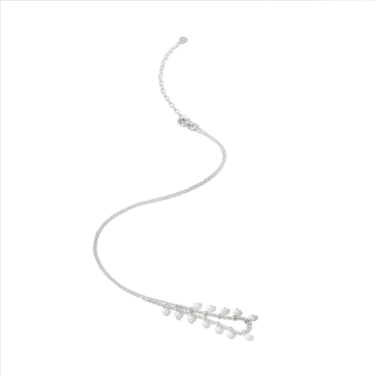 NECKLACE BEAD PEARL WITH RHODIUM PLATED