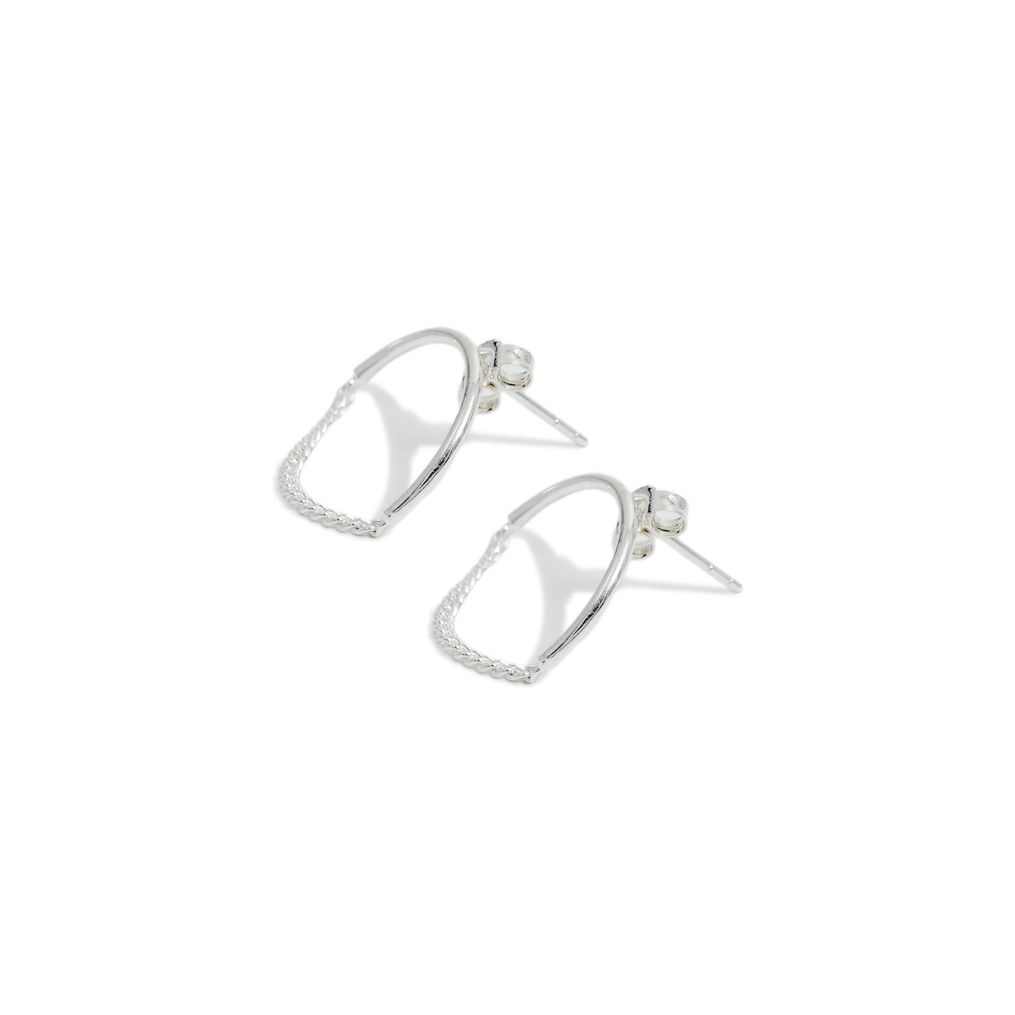 EARRING ROUND HALF CHAIN