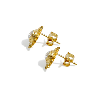 EARRING FLOWER SUN 18K GOLD PLATED WITH ZIRCONIA STONE