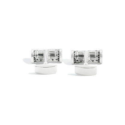 CUFFLINK BYZANTINE 15TH ANNIVERARY RODHUM PLATED