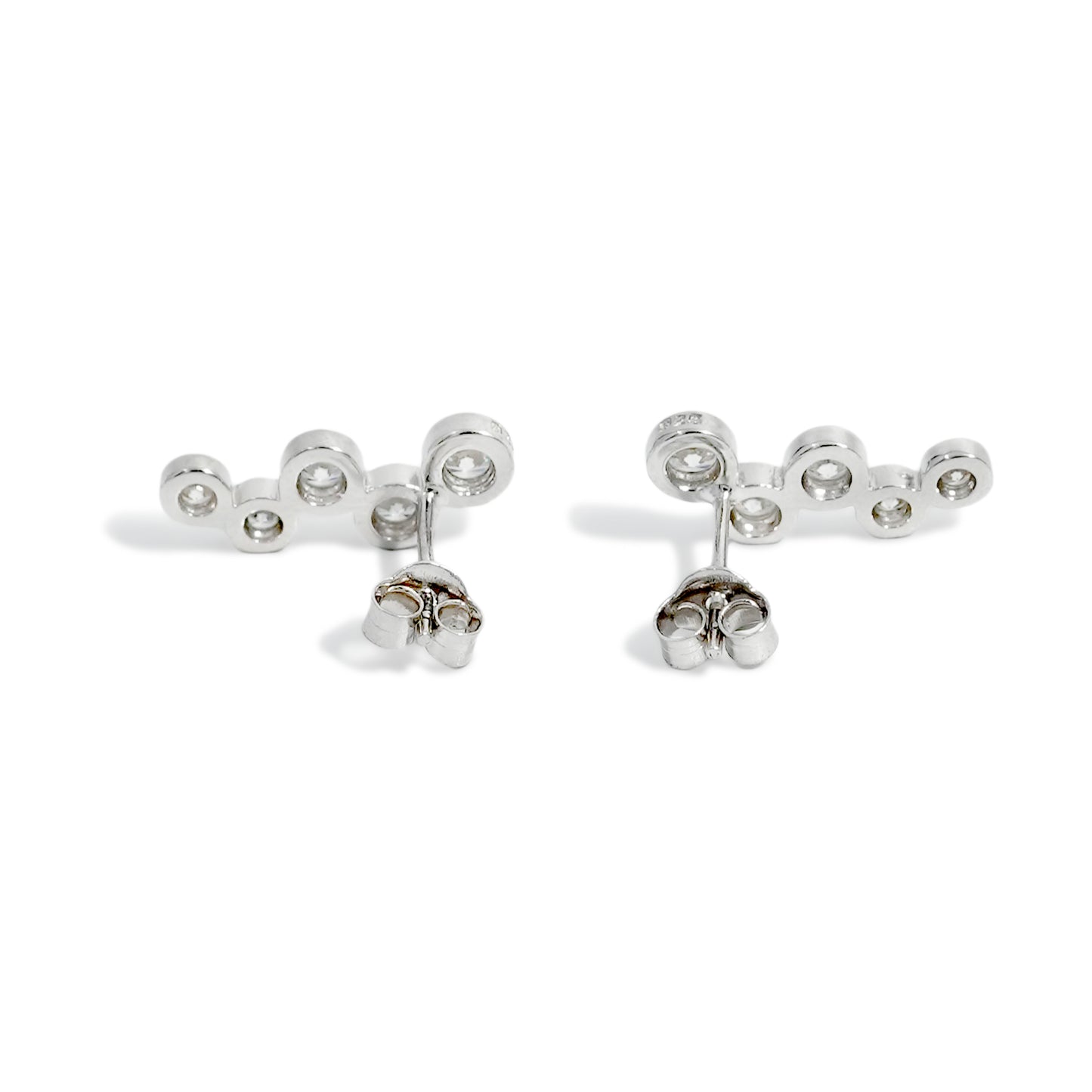 EARRING FIVE ROUNDS LINEAR RHODIUM PLATED