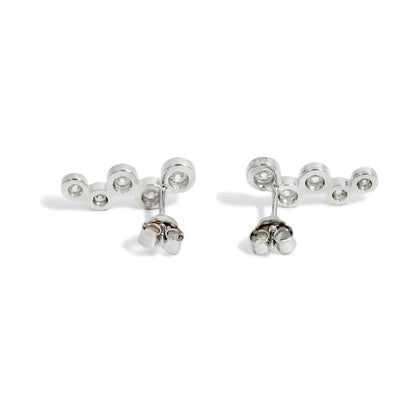 EARRING FIVE ROUNDS LINEAR RHODIUM PLATED