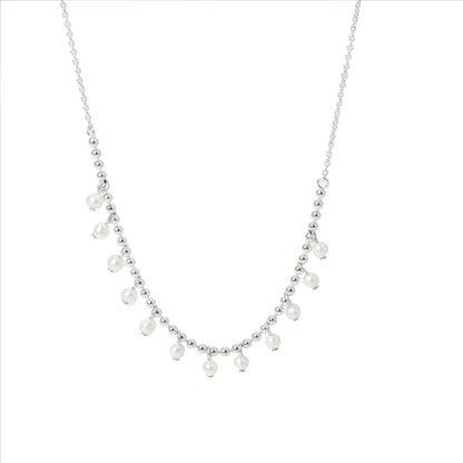 NECKLACE BEAD PEARL WITH RHODIUM PLATED