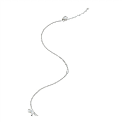 NECKLACE LEAF PEARL WITH RHODIUM PLATED