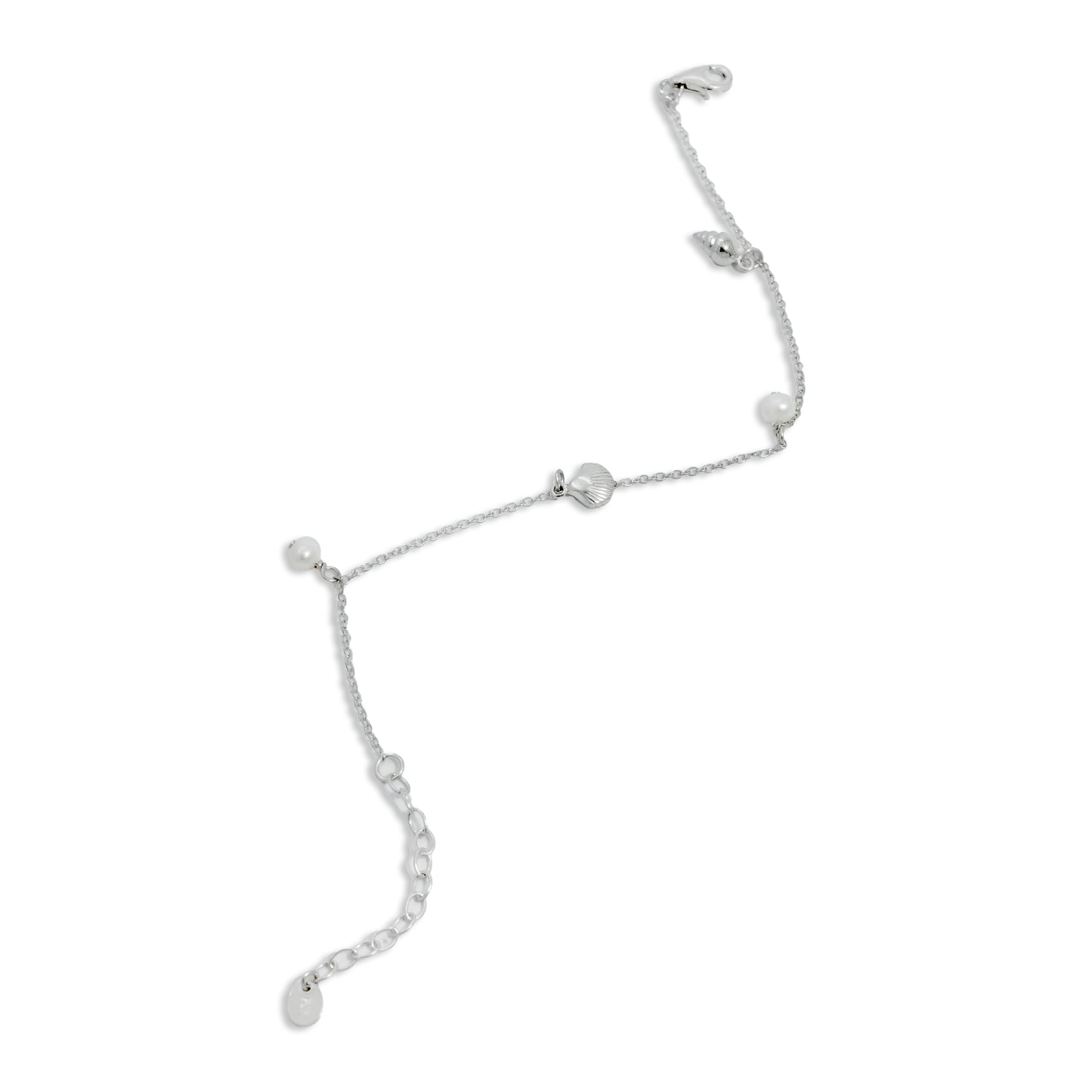 BRACELET CHARM SHEEL PEARL WITH RHODIUM PLATED