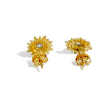 EARRING FLOWER SUN 18K GOLD PLATED WITH ZIRCONIA STONE
