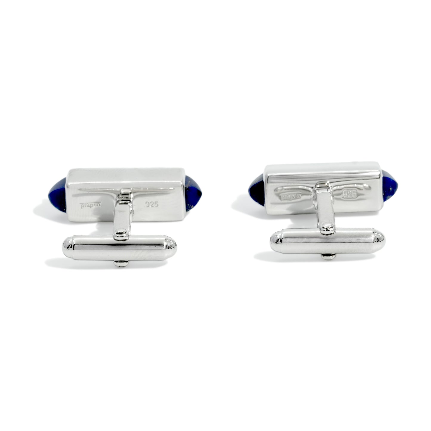 CUFFLINK BLOCK 15TH ANNIVERSARY RODHIUM PLATED LAPIS LAPIZ