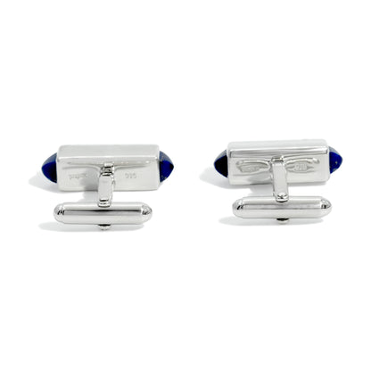 CUFFLINK BLOCK 15TH ANNIVERSARY RODHIUM PLATED LAPIS LAPIZ