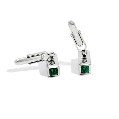 CUFFLINK BLOCK 15TH ANNIVERSARY RODHIUM PLATED