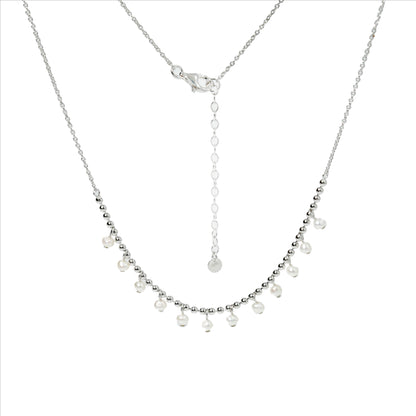 NECKLACE BEAD PEARL WITH RHODIUM PLATED