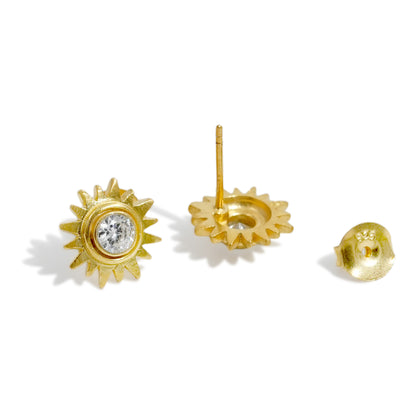 EARRING FLOWER SUN 18K GOLD PLATED WITH ZIRCONIA STONE