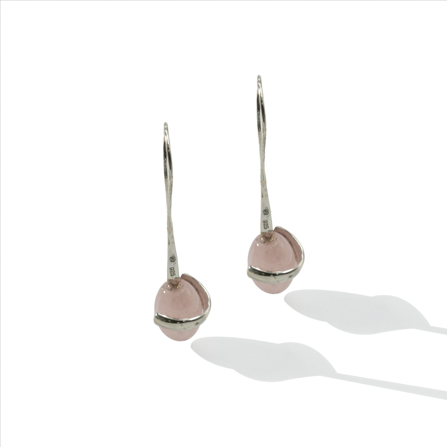 EARRING LONG WRAP ROSE QUARTZ