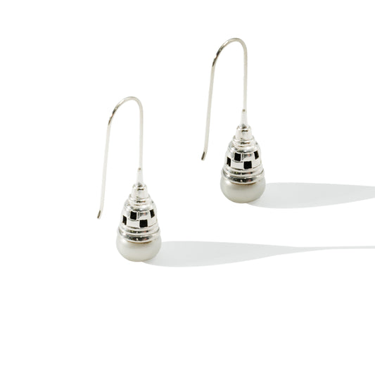 EARRING STUPA BOROBUDDHA FRESH WATER PEARL