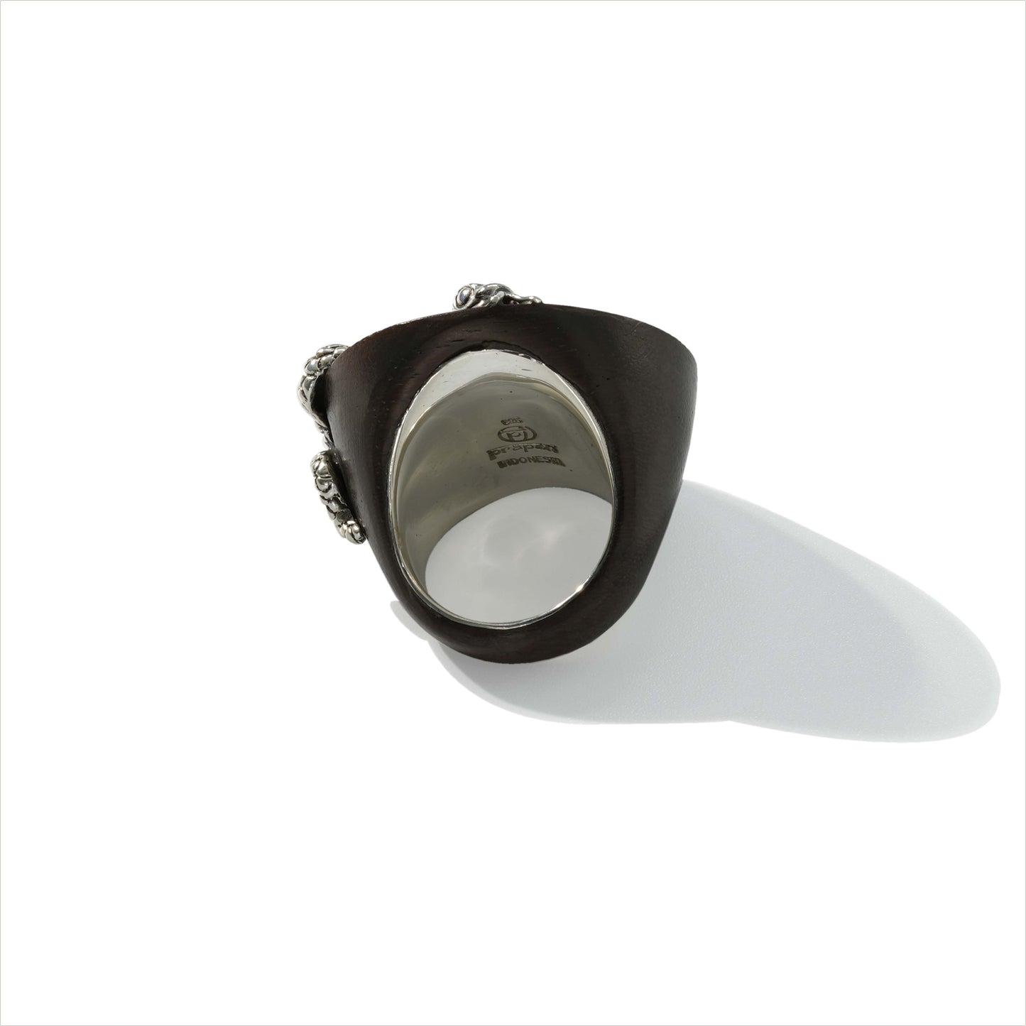 RING DOME ROUND ROSE WOOD WITH SNAKE