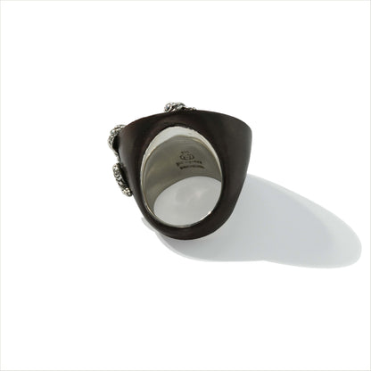 RING DOME ROUND ROSE WOOD WITH SNAKE