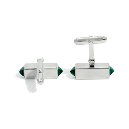 CUFFLINK BLOCK 15TH ANNIVERSARY RODHIUM PLATED