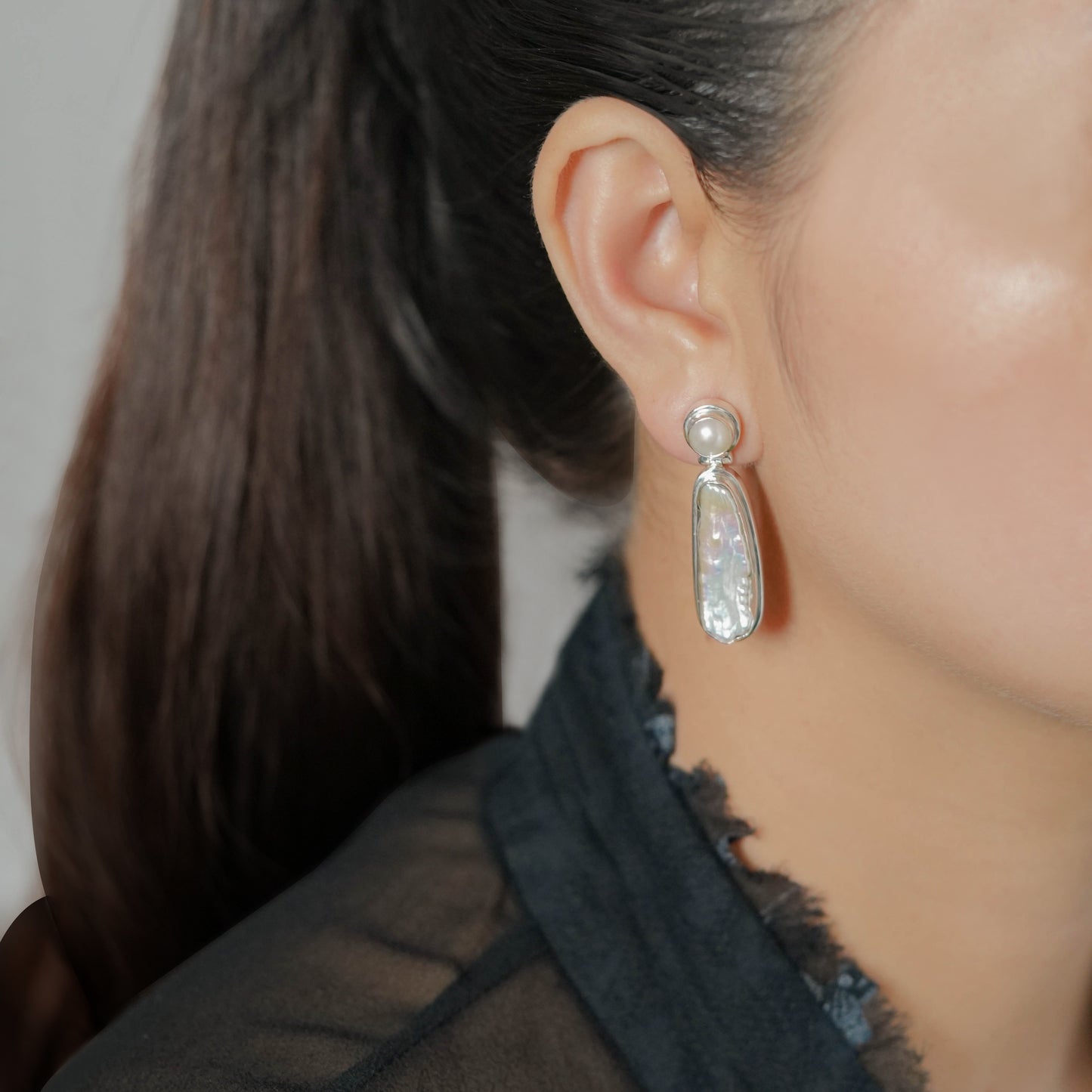 EARRING WITH FRESH WATER AND KESHI PEARL